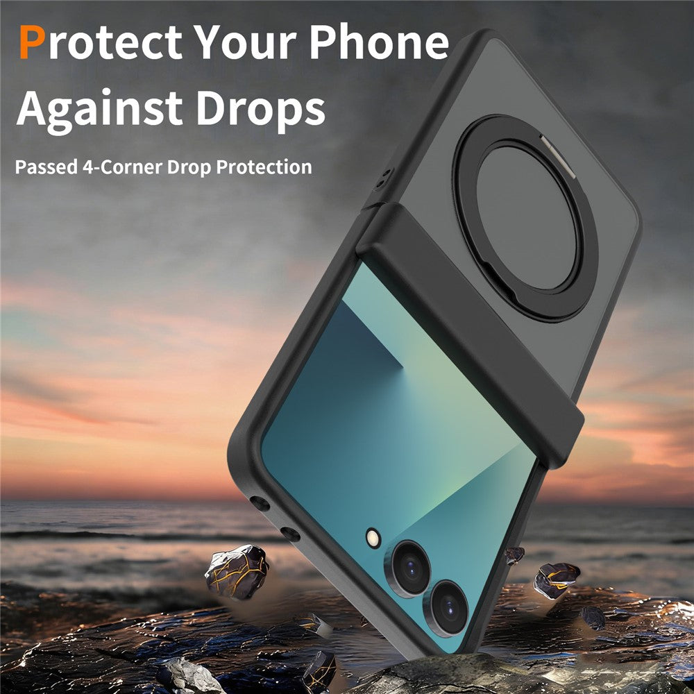 For Samsung Galaxy Z Flip8 Case Rotating Magnetic Kickstand TPU + Acrylic Skin-feel Phone Cover