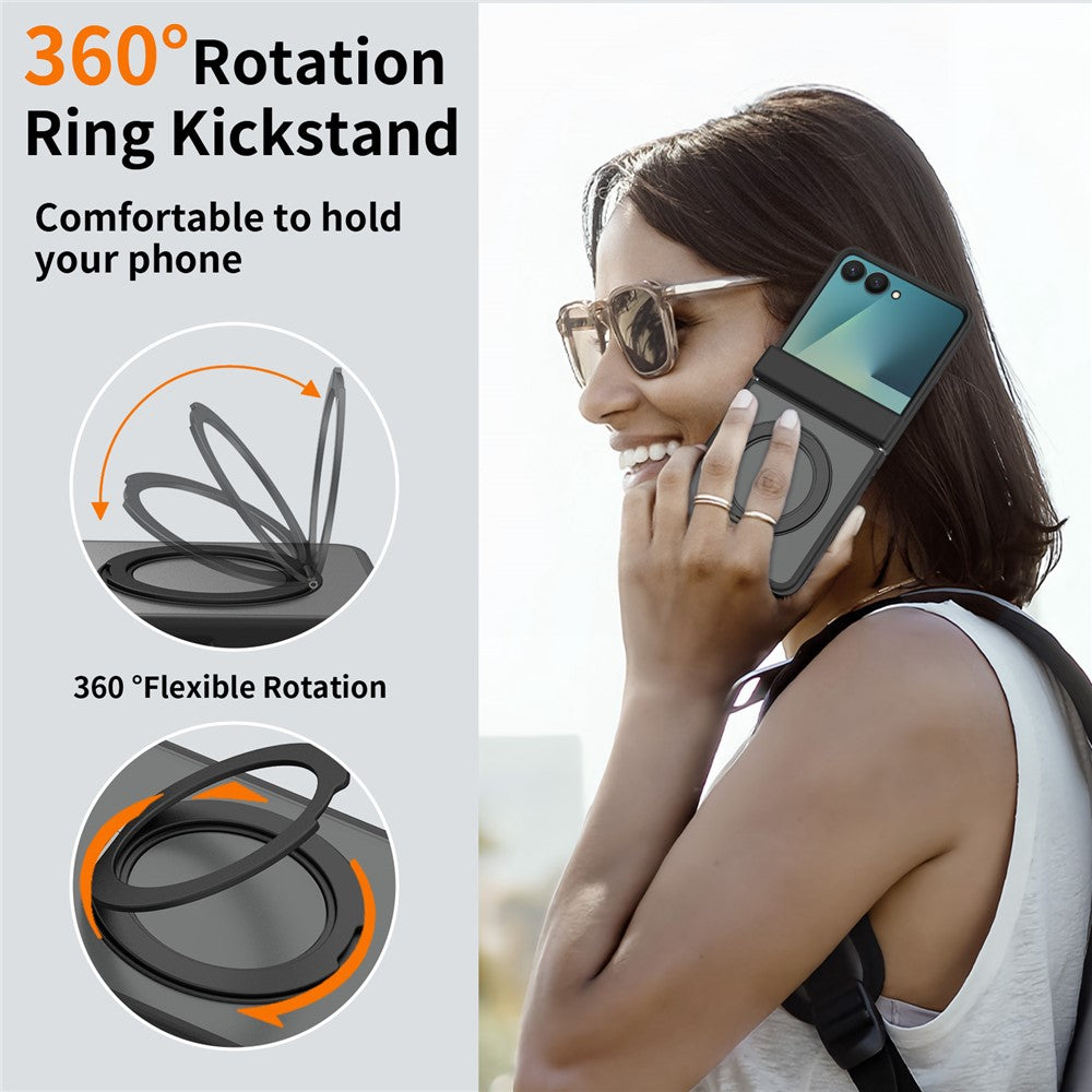 For Samsung Galaxy Z Flip8 Case Rotating Magnetic Kickstand TPU + Acrylic Skin-feel Phone Cover