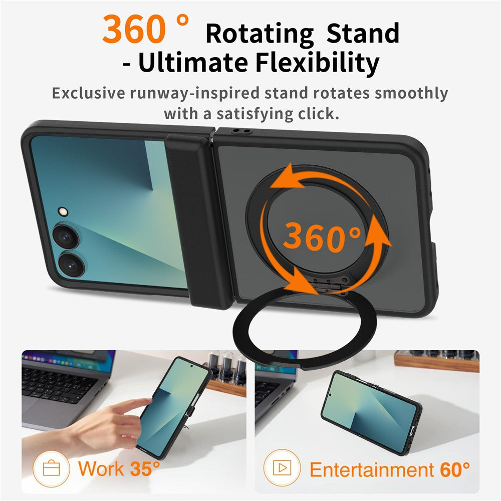 For Samsung Galaxy Z Flip8 Case Rotating Magnetic Kickstand TPU + Acrylic Skin-feel Phone Cover