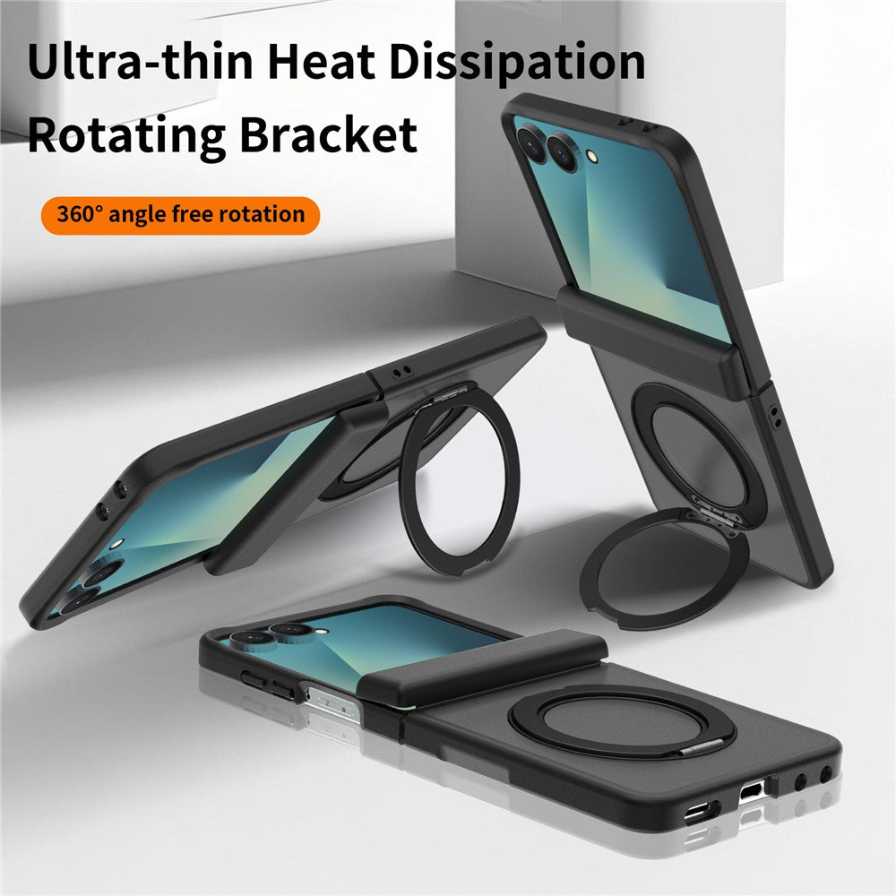 For Samsung Galaxy Z Flip8 Case Rotating Magnetic Kickstand TPU + Acrylic Skin-feel Phone Cover