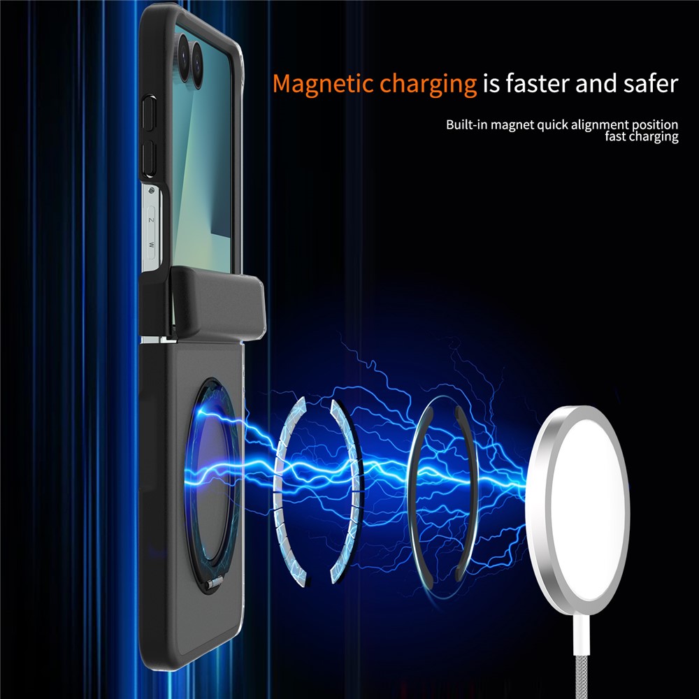 For Samsung Galaxy Z Flip8 Case Rotating Magnetic Kickstand TPU + Acrylic Skin-feel Phone Cover