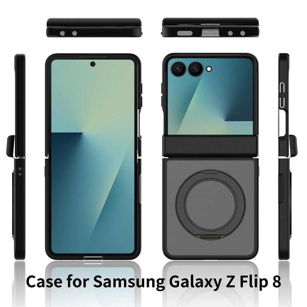 For Samsung Galaxy Z Flip8 Case Rotating Magnetic Kickstand TPU + Acrylic Skin-feel Phone Cover