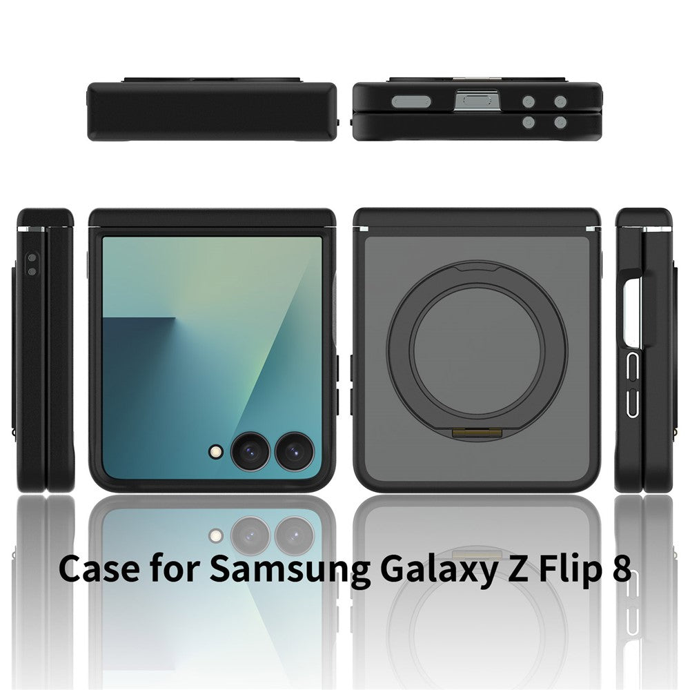 For Samsung Galaxy Z Flip8 Case Rotating Magnetic Kickstand TPU + Acrylic Skin-feel Phone Cover