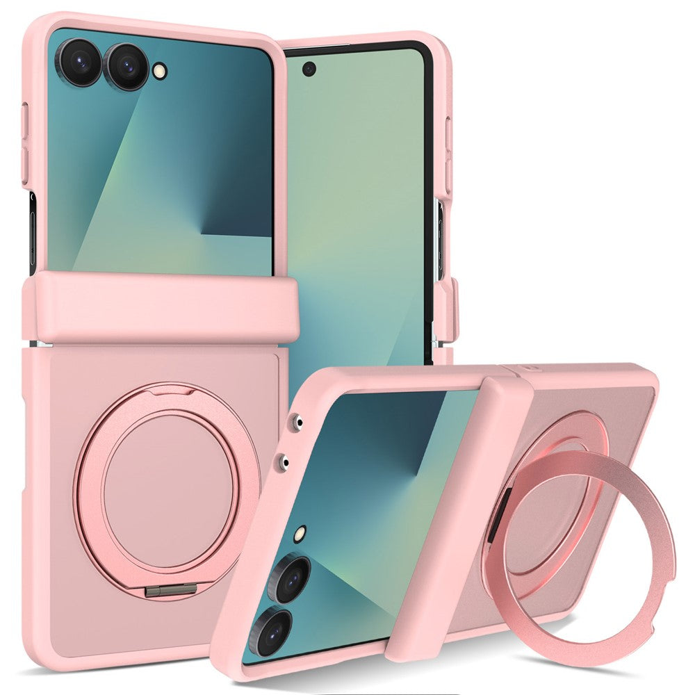 For Samsung Galaxy Z Flip8 Case Rotating Magnetic Kickstand TPU + Acrylic Skin-feel Phone Cover
