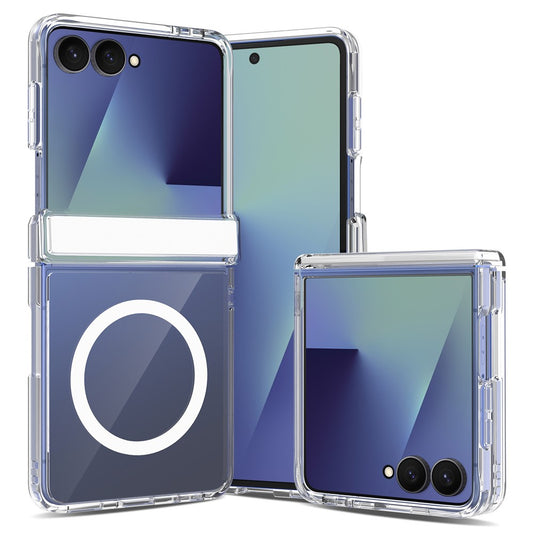 Galaxy Z Flip8 – Magnetische transparente Handyhülle aus Acryl und TPU, mit Scharnierschutz