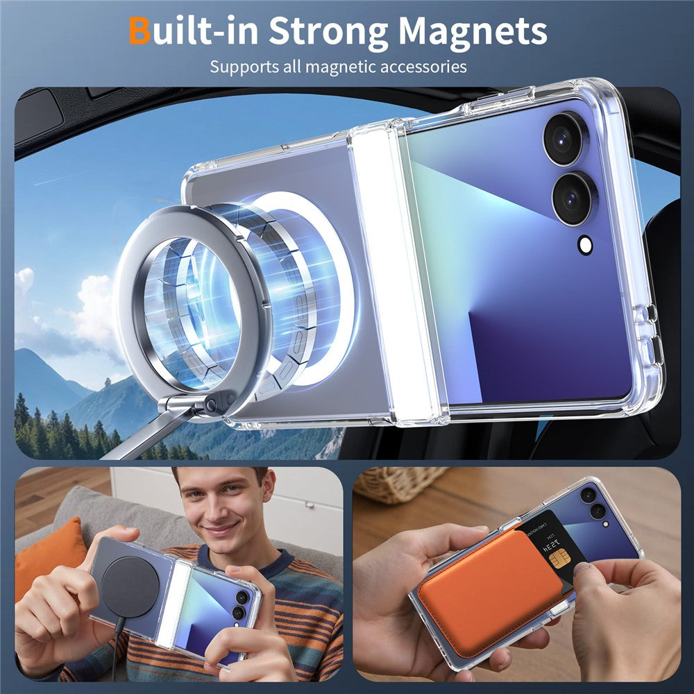 For Samsung Galaxy Z Flip8 Magnetic Case Hinge Protection TPU + Acrylic Clear Phone Cover