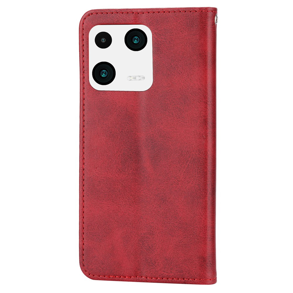 Imprinted Rhombus Pattern Phone Pouch Case for Xiaomi 13 Pro 5G, Calf Texture PU Leather Wallet Stand Magnetic Closure Cover