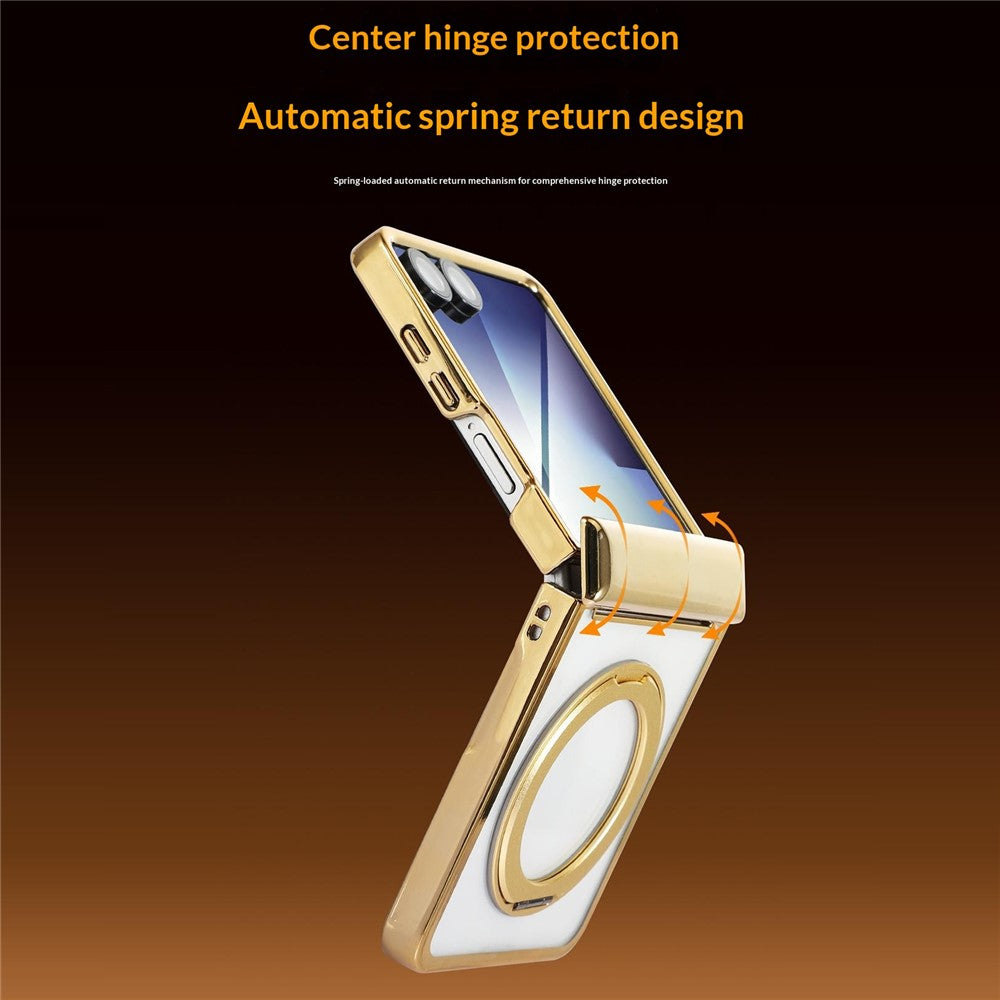 For Samsung Galaxy Z Flip8 Case Magnetic Rotating Kickstand Clear PC Phone Cover