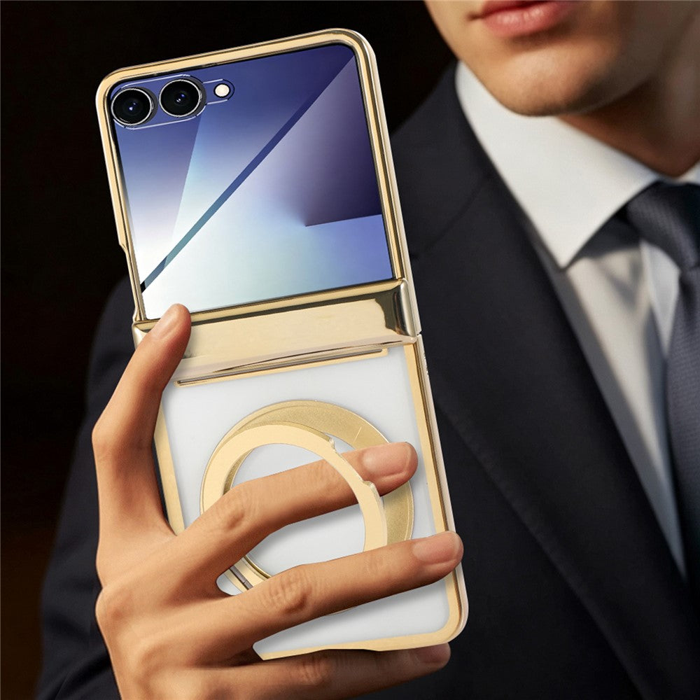 For Samsung Galaxy Z Flip8 Case Magnetic Rotating Kickstand Clear PC Phone Cover