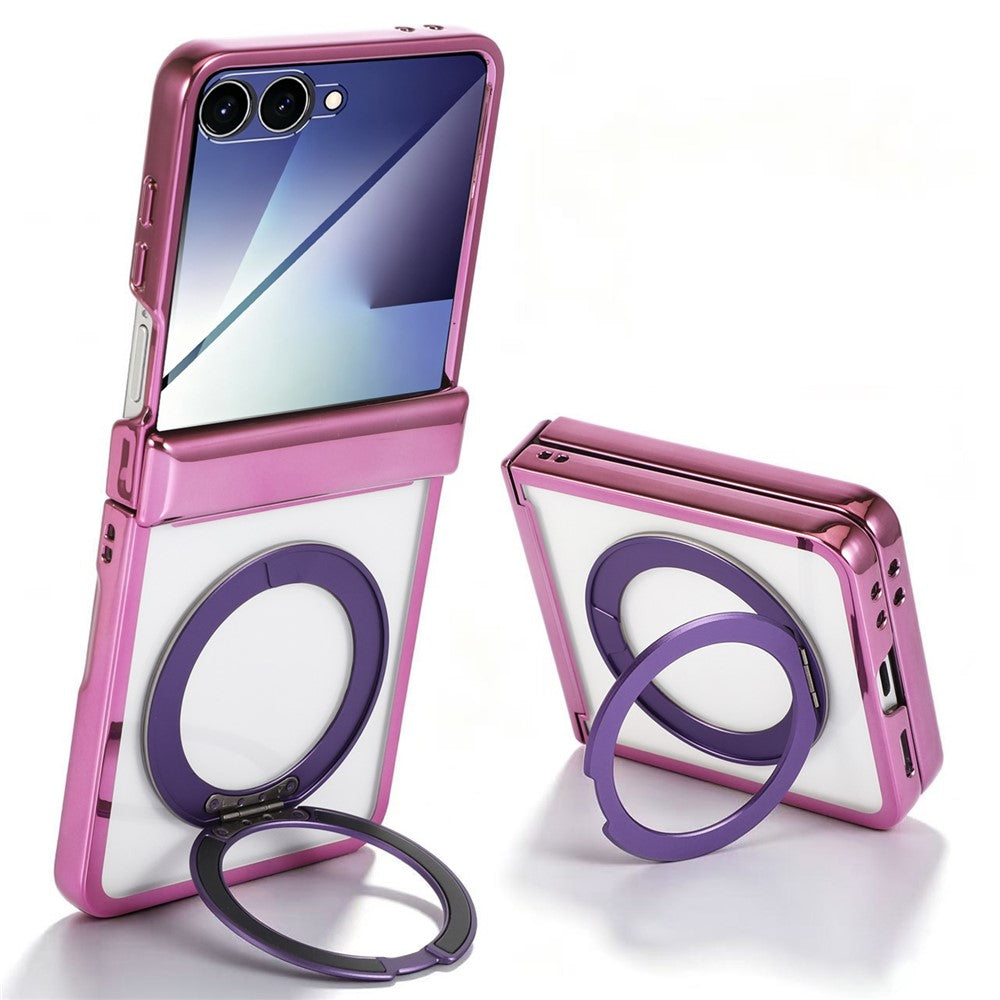 For Samsung Galaxy Z Flip8 Case Magnetic Rotating Kickstand Clear PC Phone Cover