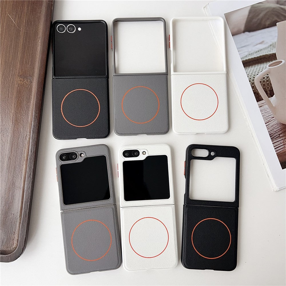 For Samsung Galaxy Z Flip8 Magnetic Case Leather + PC Phone Cover