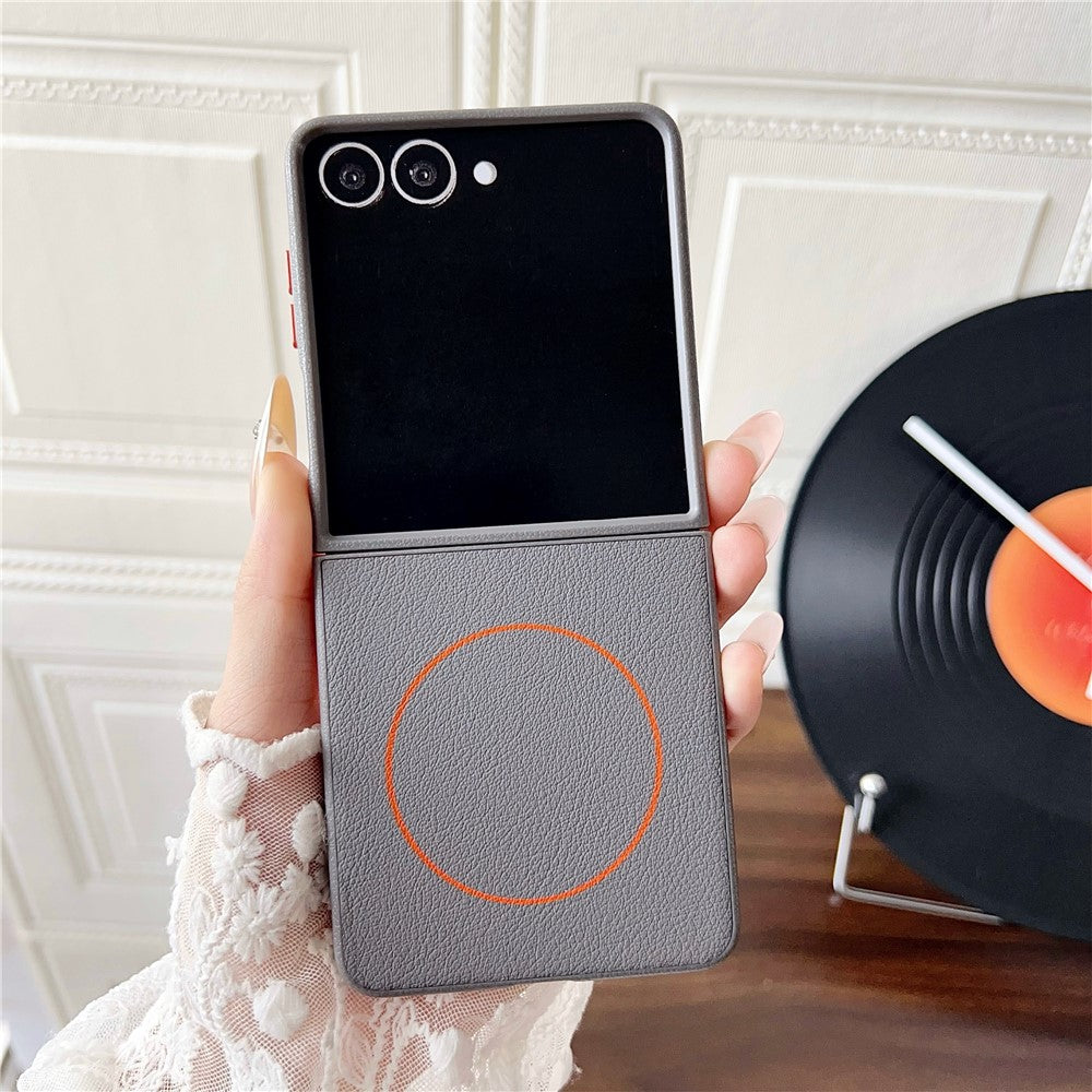 For Samsung Galaxy Z Flip8 Magnetic Case Leather + PC Phone Cover
