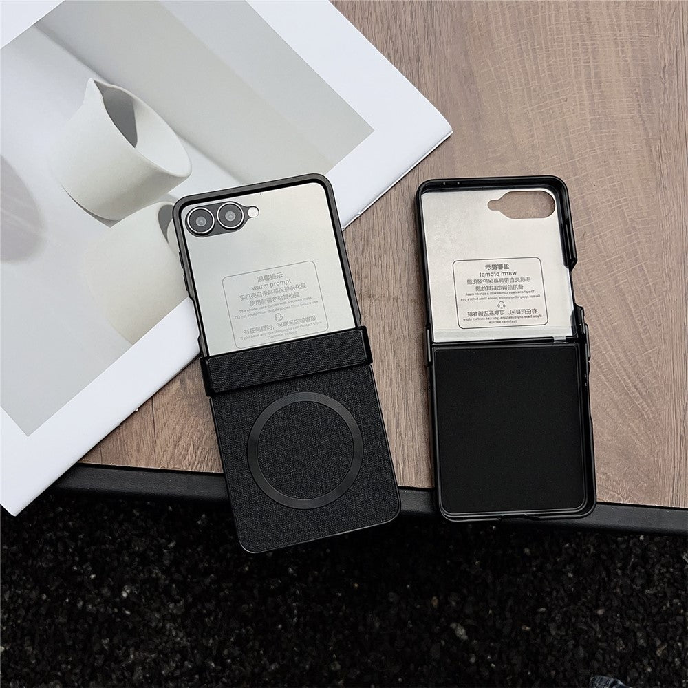 For Samsung Galaxy Z Flip8 Magnetic Case Leather + PC Phone Cover with Rear Screen Film and Hinge