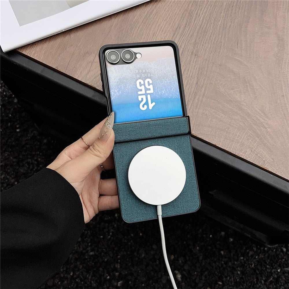 For Samsung Galaxy Z Flip8 Magnetic Case Leather + PC Phone Cover with Rear Screen Film and Hinge