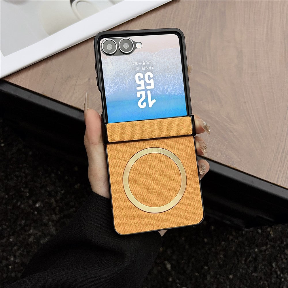 For Samsung Galaxy Z Flip8 Magnetic Case Leather + PC Phone Cover with Rear Screen Film and Hinge
