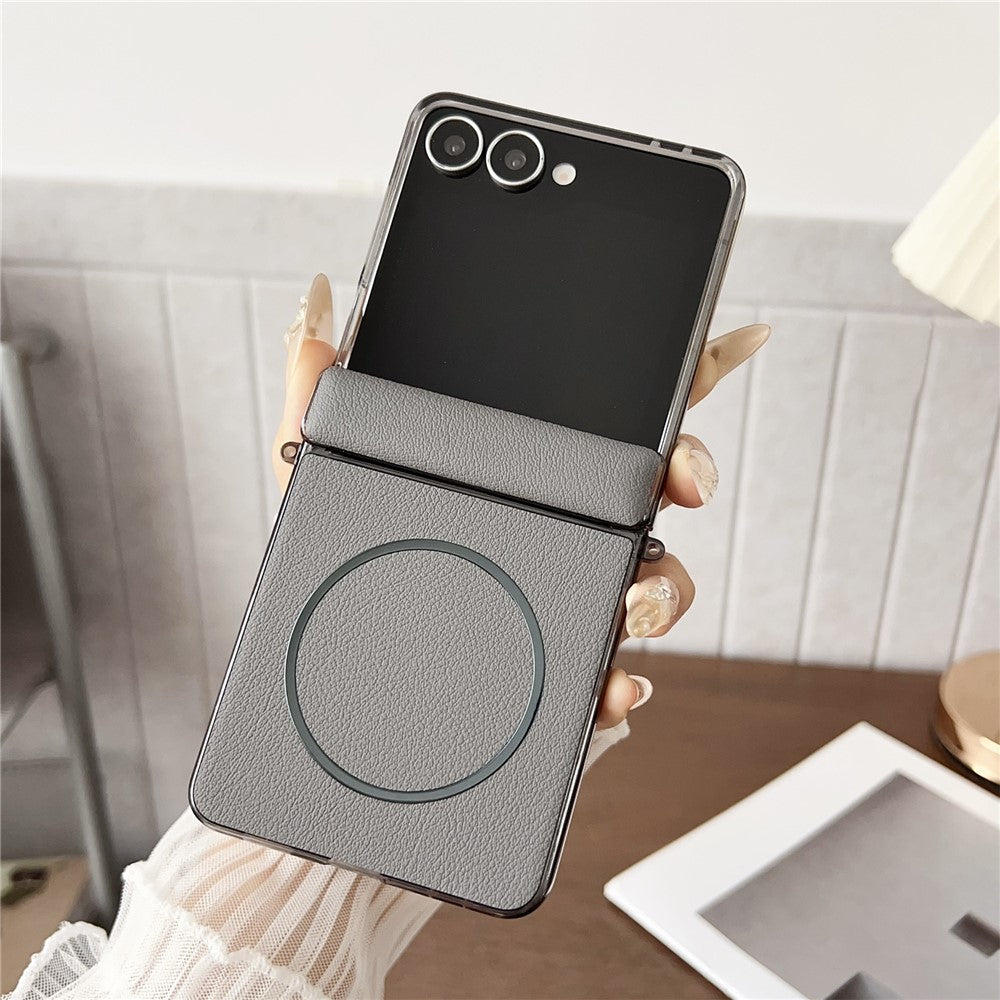 For Samsung Galaxy Z Flip8 Phone Magnetic Case Leather + PC Protective Cover