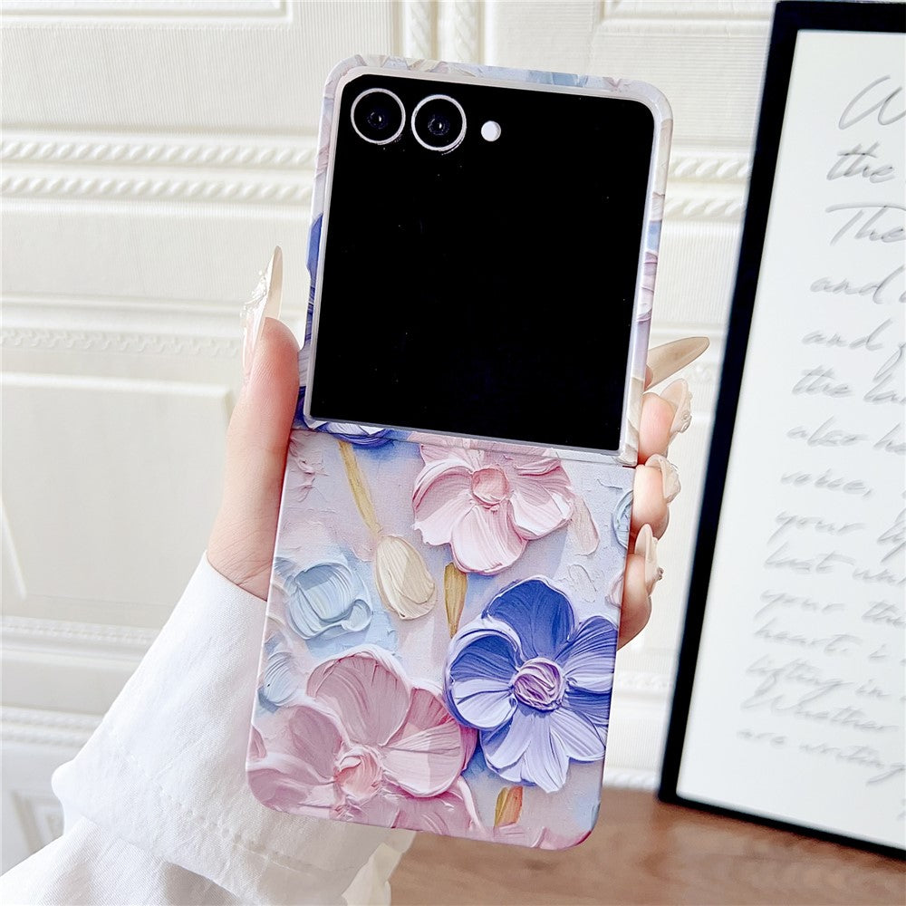For Samsung Galaxy Z Flip8 Case Embossed Watercolor Floral Hard PC Protective Phone Cover