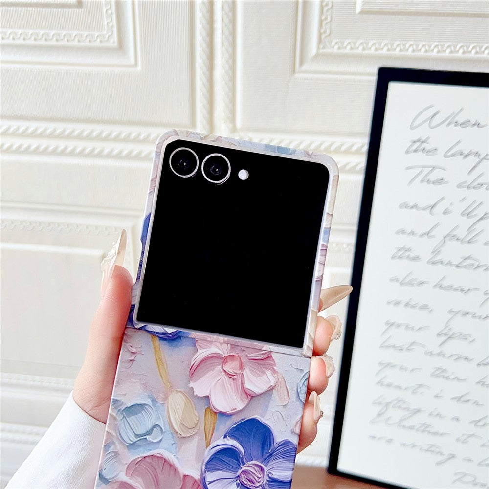 For Samsung Galaxy Z Flip8 Case Embossed Watercolor Floral Hard PC Protective Phone Cover