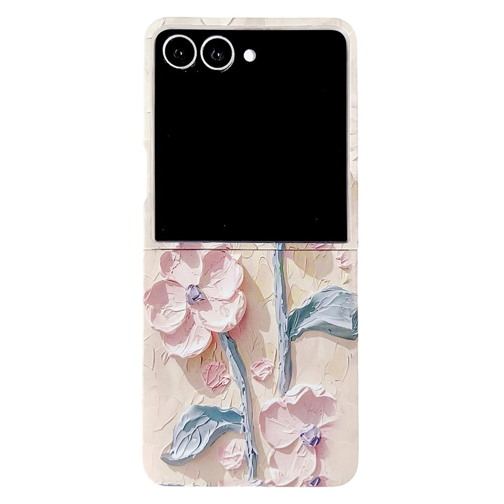 For Samsung Galaxy Z Flip8 Case Embossed Watercolor Floral Hard PC Protective Phone Cover