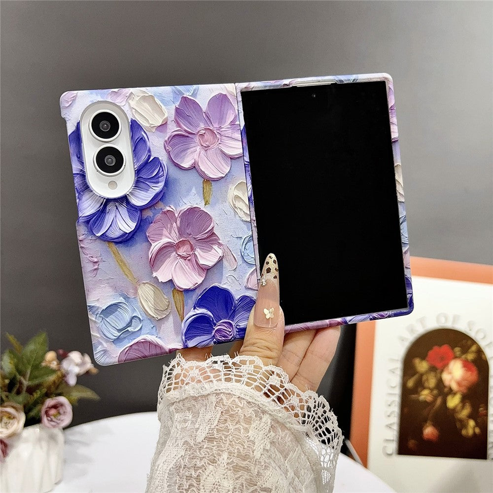 For Samsung Galaxy Z Fold8 Case Embossed Watercolor Floral Hard PC Protective Phone Cover