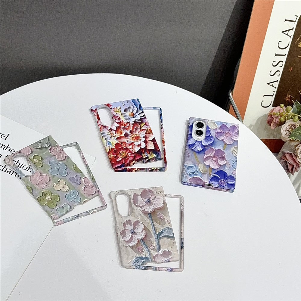 For Samsung Galaxy Z Fold8 Case Embossed Watercolor Floral Hard PC Protective Phone Cover