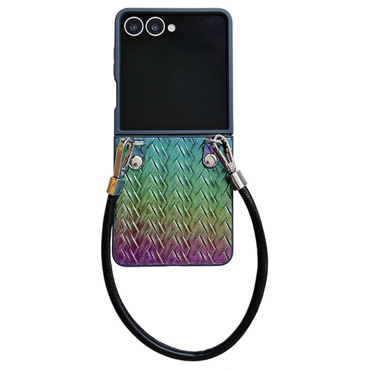 Galaxy Z Flip8 – Handyhülle aus PC und PU-Leder, mit Handschlaufe
