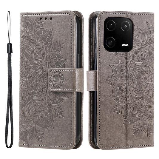 Xiaomi 13 Pro 5G Handyhülle – mit bedruckter Mandala-Blume, stoßfest, mit Ständer, mit Riemen