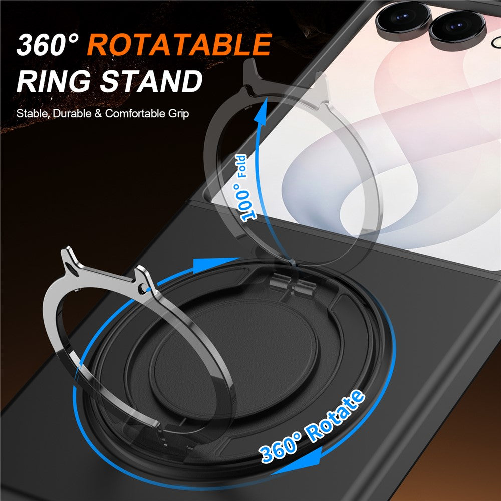 For Samsung Galaxy Z Flip8 Magnetic Case Ring Kickstand TPU PC Hybrid Phone Cover