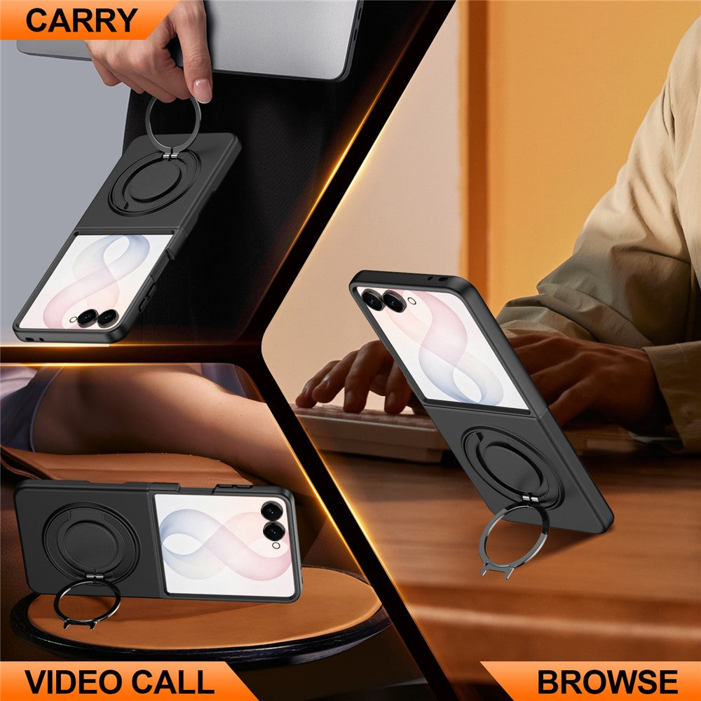 For Samsung Galaxy Z Flip8 Magnetic Case Ring Kickstand TPU PC Hybrid Phone Cover