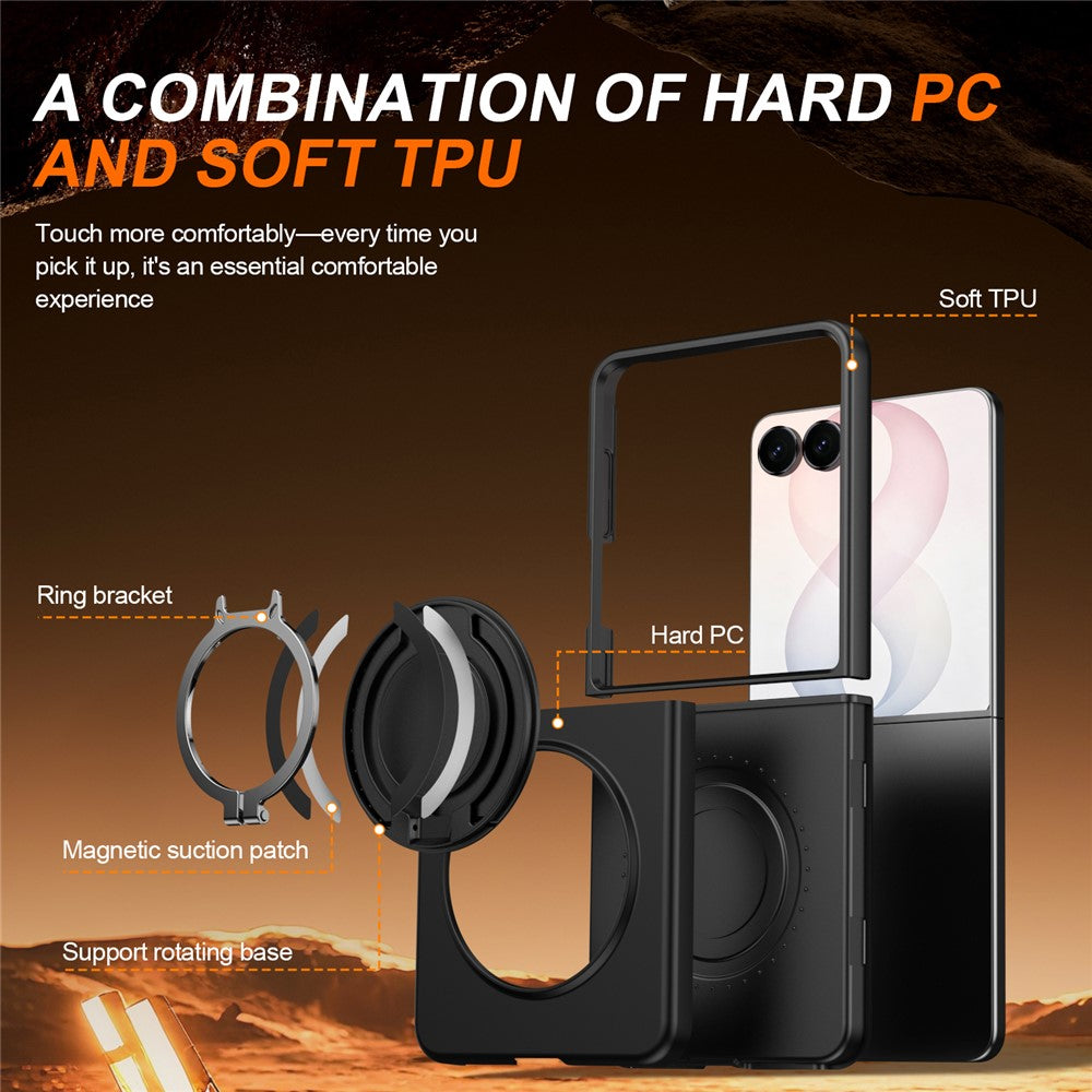 For Samsung Galaxy Z Flip8 Magnetic Case Ring Kickstand TPU PC Hybrid Phone Cover