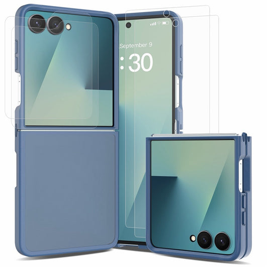 Galaxy Z Flip7 5G – Handyhülle aus PC, PET, gehärtetem Glas und TPU, mit Displayschutz, mit Soft-Touch-Oberfläche