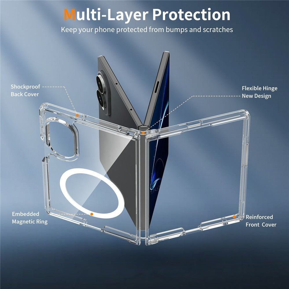 Galaxy Z Fold8 – Magnetische transparente Handyhülle aus Acryl, PET, gehärtetem Glas und TPU, mit Displayschutz
