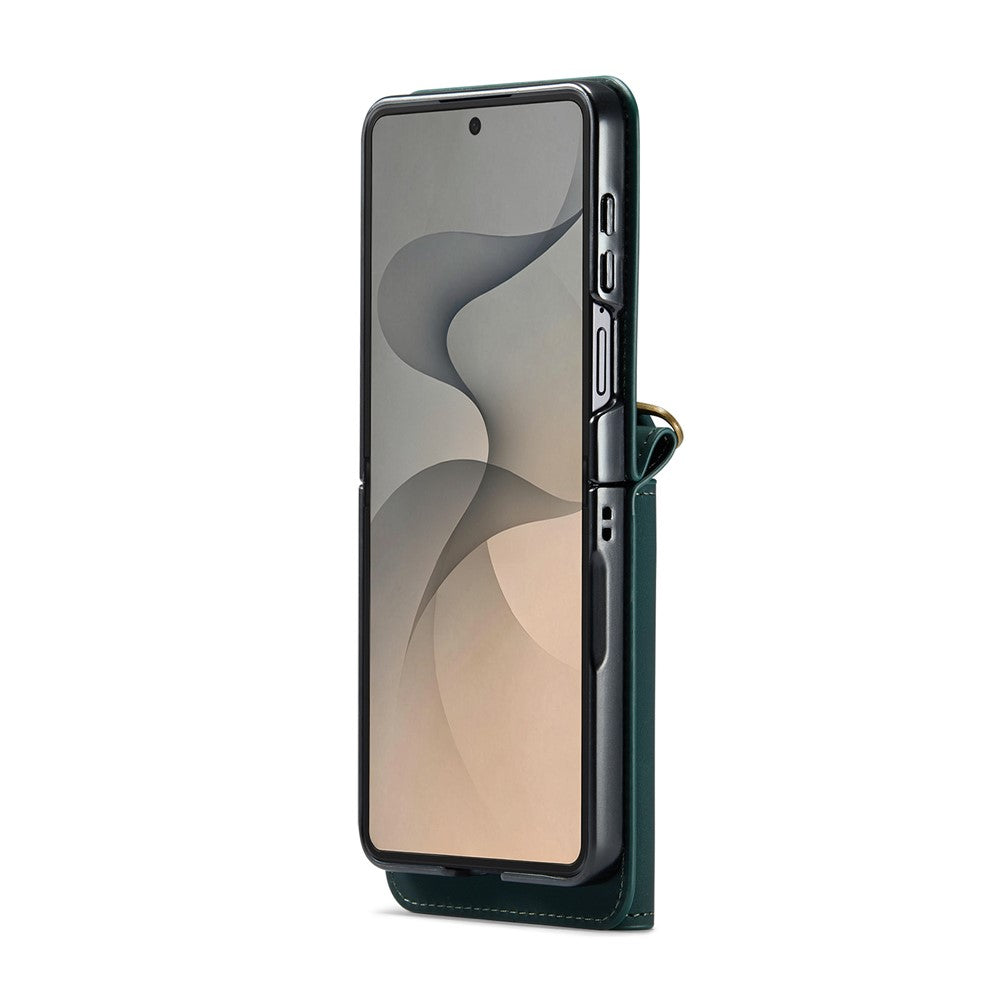 DG.MING M2 Series for Samsung Galaxy Z Flip8 Case PU + PC Phone Cover with Detachable Card Bag  /  Should Strap