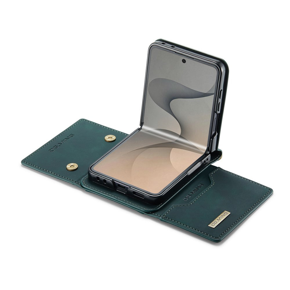 DG.MING M2 Series for Samsung Galaxy Z Flip8 Case PU + PC Phone Cover with Detachable Card Bag  /  Should Strap