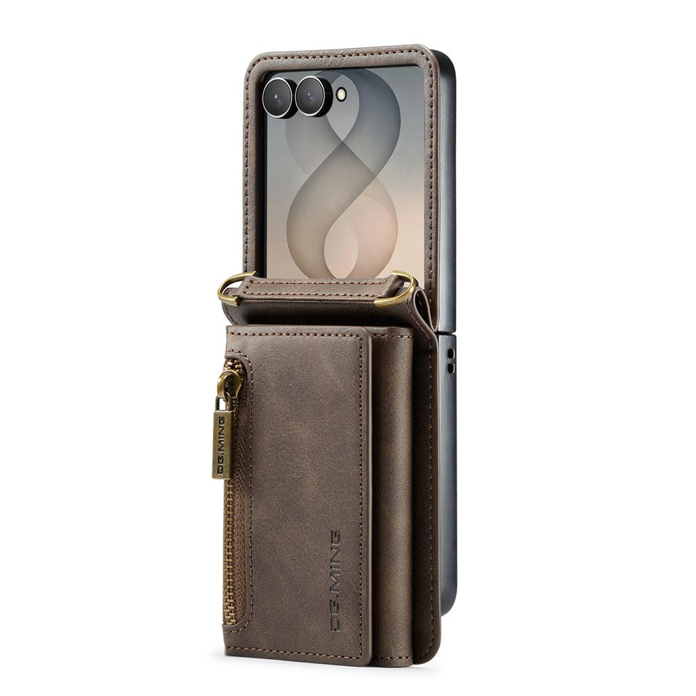 DG.MING M5 Series for Samsung Galaxy Z Flip8 Case RFID Blocking Card Slots Leather + PC Phone Cover