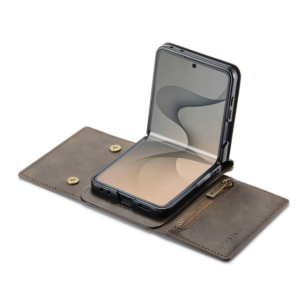 DG.MING M5 Series for Samsung Galaxy Z Flip8 Case RFID Blocking Card Slots Leather + PC Phone Cover