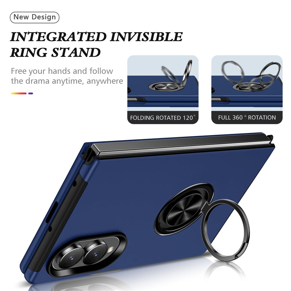 For Samsung Galaxy Z Fold8 Case PC + TPU Phone Cover with Rotatable Ring Holder