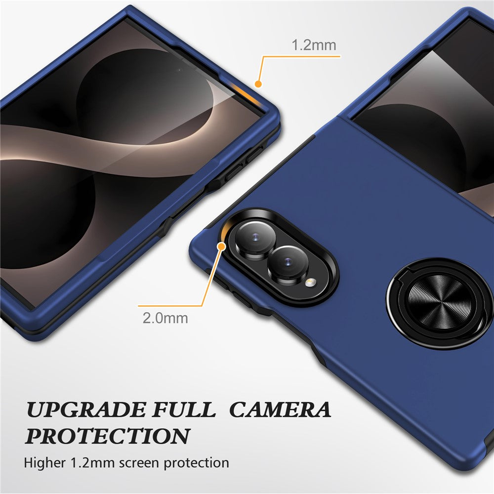 For Samsung Galaxy Z Fold8 Case PC + TPU Phone Cover with Rotatable Ring Holder