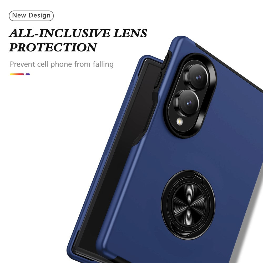 For Samsung Galaxy Z Fold8 Case PC + TPU Phone Cover with Rotatable Ring Holder