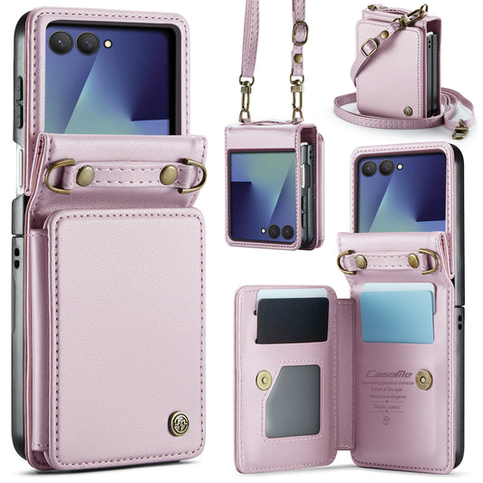 Galaxy Z Flip8 – Handyhülle aus PU-Leder und TPU, mit Ständer, mit Kartenfach, mit RFID-Schutz