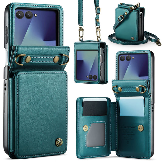 Galaxy Z Flip8 – Handyhülle aus PU-Leder und TPU, mit Ständer, mit Kartenfach, mit RFID-Schutz