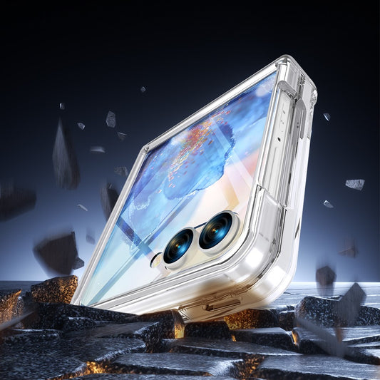 Galaxy Z Flip8 – Handyhülle aus PC, gehärtetem Glas und TPU, mit Scharnierschutz, mit Displayschutz