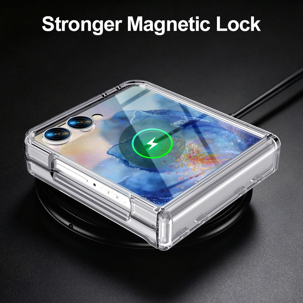 For Samsung Galaxy Z Flip8 Case Hinge Protection PC + TPU Phone Cover Built-in Tempered Glass Film