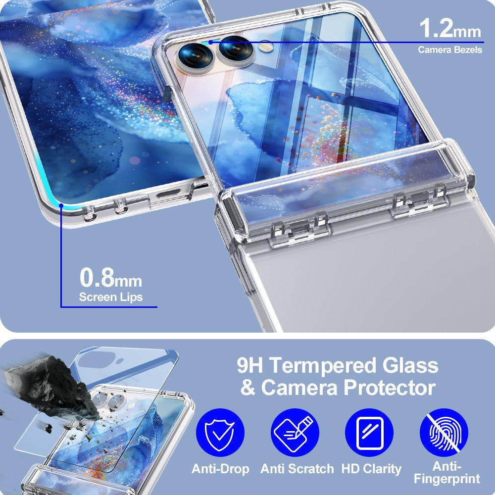 For Samsung Galaxy Z Flip8 Case Hinge Protection PC + TPU Phone Cover Built-in Tempered Glass Film