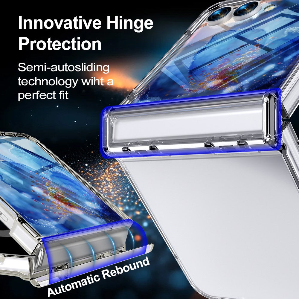 For Samsung Galaxy Z Flip8 Case Hinge Protection PC + TPU Phone Cover Built-in Tempered Glass Film