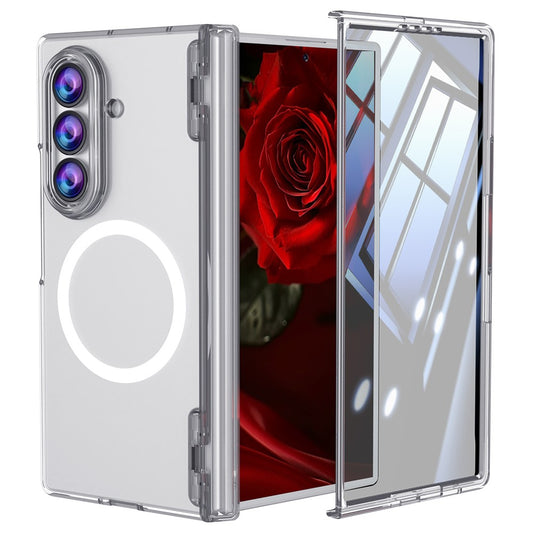 Galaxy Z Fold8 Ultra – Magnetische transparente Handyhülle aus PC, gehärtetem Glas und TPU, mit Scharnierschutz, mit Displayschutz