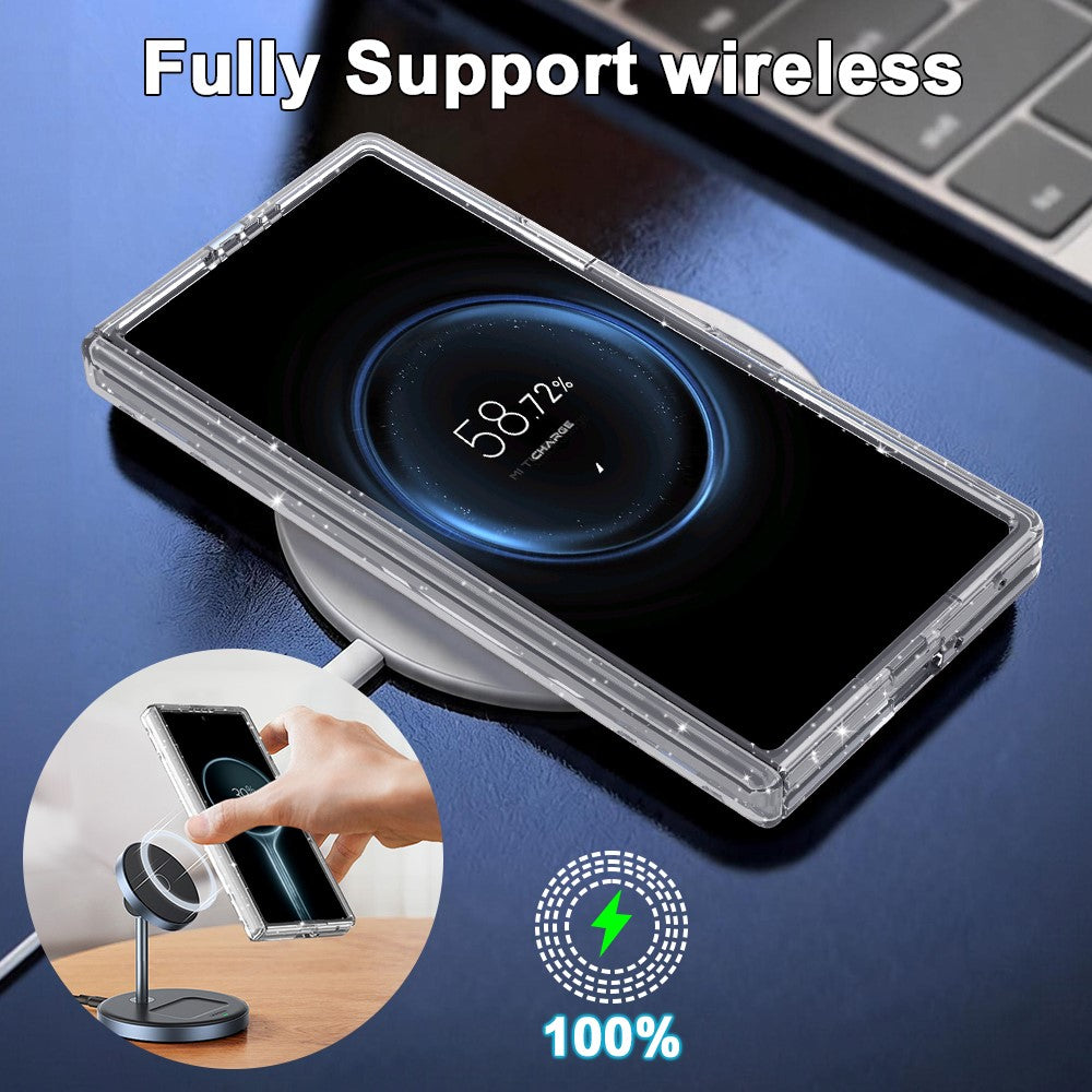 For Samsung Galaxy Z Fold8 Ultra Magnetic Case Hinge Protection Transparent PC + TPU Phone Cover Built-in Screen Protector