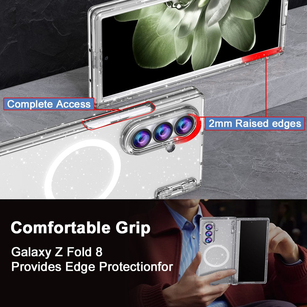 For Samsung Galaxy Z Fold8 Ultra Magnetic Case Hinge Protection Transparent PC + TPU Phone Cover Built-in Screen Protector