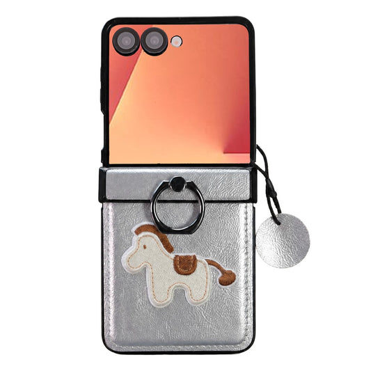 Galaxy Z Flip8 – Handyhülle aus Mikrofaserleder, PC und PU-Leder, mit Ständer, mit Ringhalter
