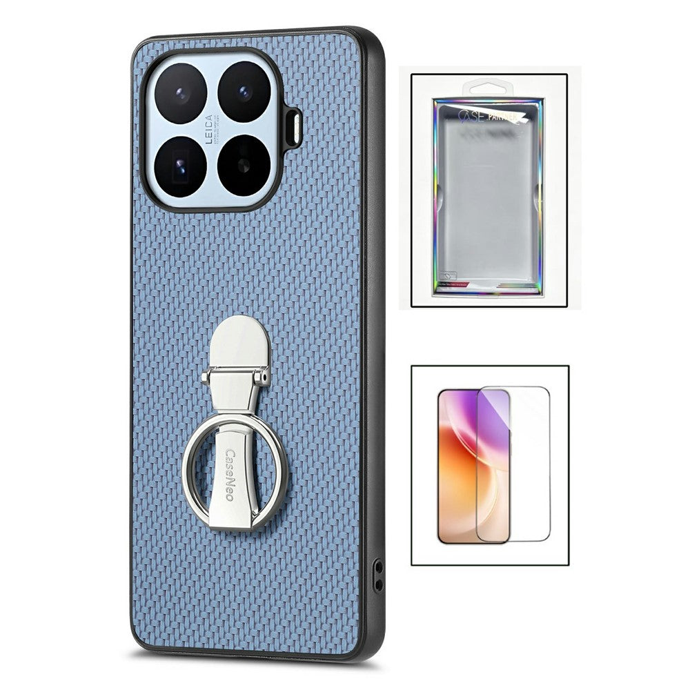 Xiaomi 17T – Handyhülle aus Carbonfaser, gehärtetem Glas und TPU, mit Ständer, mit Displayschutz, stoßfest